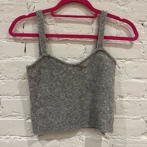 Zara Knit Grey Sweater Cropped Tank Top